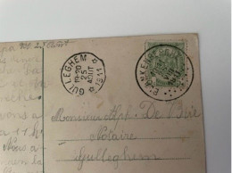 POSTKAART SLUIS STADHUIS Dd 25/8/1911 GEPOST Blankenberge Naar Vader DHR Notaris Alphonse De Brie GULLEGEM - Sluis