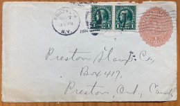 EL-SALVADOR USED IN USA 1924, STATIONERY COMBO COVER FRONT ONLY, FRANKLIN STAMP, USED TO CANADA, NEW YORK DUPLEX CANCEL. - Salvador