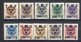 SUE Yv. N° 112 à 121 COMPLET  *  Surchargé Landstorm Cote 50 Euro BE R  2 Scans - Unused Stamps