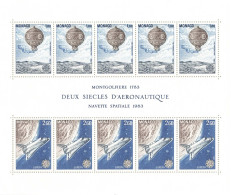 Monaco - Blocs MNH * - 1983 - Montgolfiere 1783 - Navette Spatiale 1983 - Deux Siècles D'aéronautique - Blocks & Sheetlets