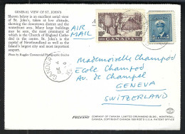 CANADA P.A. 1950: CP Ill. De Gander (Terre-Neuve) Pour Genève (GE, Suisse) - Airmail