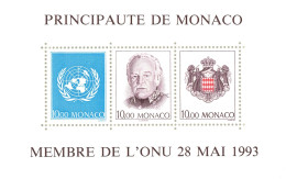 Monaco - Blocs MNH * - 1993 - Principauté De Monaco - Membre De L'ONU - 28 Mai 1993 - Blocs