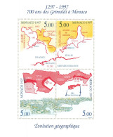 Monaco - Blocs MNH * - 1997 - 1297-1997 - 700 Ans Des Grimaldi à Monaco - Evolution Géographique - Blocks & Kleinbögen