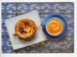 PORTUGAL: Timbre Friandises Travesseiros De Sintra.(Coussins De Sintra), Sur Carte Postale 3-D Café E Pastel De Nata - Alimentation