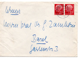 69211 - Bund - 1957 - 20Pfg Heuss I Waag Paar A Bf MUELHEIM -> Schweiz - Covers & Documents