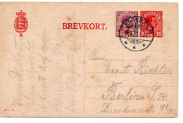 69216 - Dänemark - 1921 - 10&15o GAKte Christian X "57-H" HORNBAEK -> Deutschland - Covers & Documents