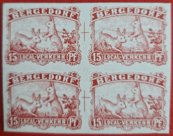 Epreuves En Rouge De La Poste Locale Allemande Bergedorf (1887), Proof, Probedruck : Lapin, Rabbit, Kaninchen - Lapins