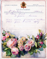 Télégramme Belge Avec Un Bouquet De Roses - Telegrams