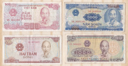 Vietnam 4 Billets 200 , 500, 1000 Et 5000 Dong , Billets Ayant Circulés - Viêt-Nam