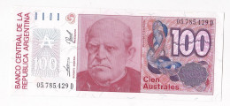 Argentine 100 Australes. N° 05.785429 D. UNC - Argentina