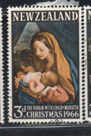 NEW ZEALAND NUOVA ZELANDA 1966VIRGIN WITH CHILD BY CARLO MARATTA CHRISTMAS NATALE NOEL WEIHNACHTEN NAVIDAD 3p USED USATO - Gebraucht