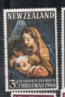 NEW ZEALAND NUOVA ZELANDA 1966VIRGIN WITH CHILD BY CARLO MARATTA CHRISTMAS NATALE NOEL WEIHNACHTEN NAVIDAD 3p USED USATO - Gebruikt