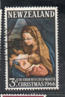 NEW ZEALAND NUOVA ZELANDA 1966VIRGIN WITH CHILD BY CARLO MARATTA CHRISTMAS NATALE NOEL WEIHNACHTEN NAVIDAD 3p USED USATO - Used Stamps