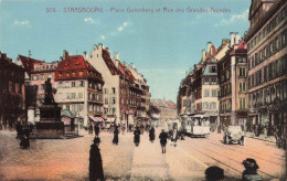 FRANCE - Strasbourg - Place Gutenberg Et Rue Des Grandes Arcades - Colorisé - Animé - Carte Postale Ancienne - Strasbourg