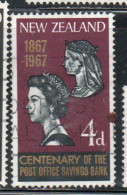 NEW ZEALAND NUOVA ZELANDA 1967 PO SAVING BANK QUENN VICTORIA AND ELIZABETH II 4p USED USATO OBLITERE' - Used Stamps