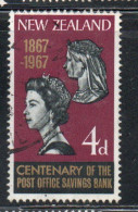 NEW ZEALAND NUOVA ZELANDA 1967 PO SAVING BANK QUENN VICTORIA AND ELIZABETH II 4p USED USATO OBLITERE' - Used Stamps