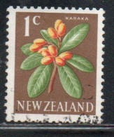 NEW ZEALAND NUOVA ZELANDA 1967 1970 FLORA KARAKA FLOWER 1c USED USATO OBLITERE' - Oblitérés