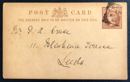 Grande-Bretagne, Entier Carte De Leeds 26.3.1896 - (N197) - Stamped Stationery, Airletters & Aerogrammes