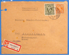 Allemagne Bizone 1946 Lettre Einschreiben De Dusseldorf (G22106) - Autres & Non Classés