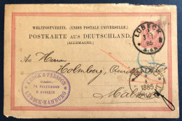 Allemagne, Entier-Carte De LUBECK 3.1.1885 - 2 Photos - (N291) - Cartas & Documentos