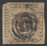 Denmark Sc# 2b Used 1851 4rs Yellow Brown Royal Emblem - Used Stamps