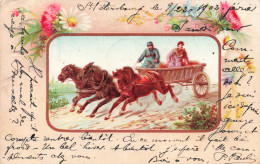 Animaux - Attelage De Chevaux Au Galop - Carte Postale Ancienne - Horses