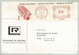 Schweiz / Helvetia 1970, Brief Etiketten Freistempel / EMA / Stahlrohr AG Rothrist - Aarau, Tubes En Acier / Steel Pipes - Usines & Industries