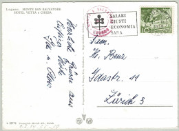 Schweiz / Helvetia 1958, Ansichtskarte Lugano - Zürich, Salari Giusti/Gerechte Löhne, Economia Sana/ Gesunde Wirtschaft - Usines & Industries