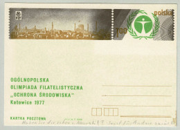 Polen / Polska 1977, Ganzsachen-Karte Philatelistische Olympiade Katowice, Industriegebiet - Usines & Industries