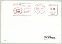 Deutsche Bundespost 1977, Postkarte Freistempel / EMA / Meterstamp Gewerbeaufsichtsamt Köln - Widdersdorf - Usines & Industries