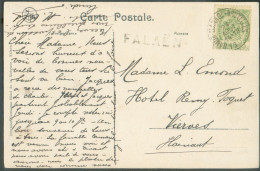 5c. Armoirie Obl. Sc Ambulant NAMUR-MANAGE-BRUXELLES Sur C.P. Du 24 Août 1908 + Griffe De FALAEN Vers Vierves - 21494 - Langstempel