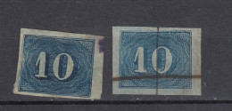 Brazil1854 10 R. Blue - Copies (88-41) - Usados