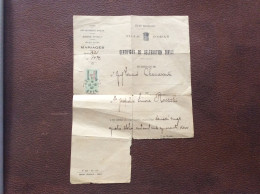 TIMBRE FISCAL SUR DOCUMENT Certificat De Célébration Civile 6 FRANCS  Mariages  ETAT FRANÇAIS  Ville D’ORAN Année 1942 - Impuestos