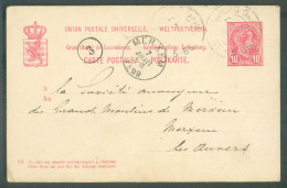 E.P. Carte 10c. Obl. Dc LUXEMBOURG GARE du 6.7.1899 Vers Merxem.- 21500 - Postwaardestukken