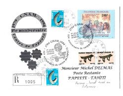 !!! POLYNESIE, LETTRE RECOMMANDÉE LOCALE AVEC TAXES DE POSTE RESTANTE - Storia Postale