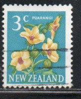 NEW ZEALAND NUOVA ZELANDA 1967 1970 FLORA HIBISCUS FLOWER 3c USED USATO OBLITERE' - Gebruikt