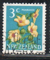 NEW ZEALAND NUOVA ZELANDA 1967 1970 FLORA HIBISCUS FLOWER 3c USED USATO OBLITERE' - Gebruikt