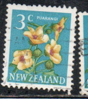 NEW ZEALAND NUOVA ZELANDA 1967 1970 FLORA HIBISCUS FLOWER 3c USED USATO OBLITERE' - Gebruikt