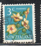 NEW ZEALAND NUOVA ZELANDA 1967 1970 FLORA HIBISCUS FLOWER 3c USED USATO OBLITERE' - Oblitérés