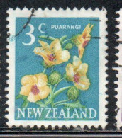 NEW ZEALAND NUOVA ZELANDA 1967 1970 FLORA HIBISCUS FLOWER 3c USED USATO OBLITERE' - Gebraucht