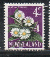 NEW ZEALAND NUOVA ZELANDA 1967 1970 FLORA MOUNTAIN DAISY FLOWER 4c USED USATO OBLITERE' - Used Stamps