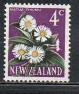 NEW ZEALAND NUOVA ZELANDA 1967 1970 FLORA MOUNTAIN DAISY FLOWER 4c USED USATO OBLITERE' - Used Stamps