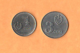 Kyrgyzstan 1 + 3 Som 2008 Kirghizistan Steel + Nickel Coin - Kyrgyzstan