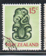 NEW ZEALAND NUOVA ZELANDA 1967 1970 1968 TIKI 15c USED USATO OBLITERE' - Used Stamps