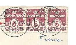 Postcard 1956 - 3 Stamps - Bande De 3 DANMARK - Briefe U. Dokumente