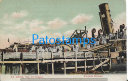 212267 PARAGUAY LA VILLETA COSTUMES CARGANDO NARANJAS ORANGE IN SHIP CIRCULATED TO FRANCE POSTAL POSTCARD - Paraguay