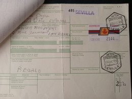 Sevilla Expedición Paquetes Postales A Francia 1993 Mat. Avión Certificado 2144 Ptas.de Franqueo! - Viñetas De Franqueo [ATM]