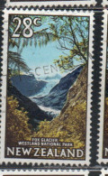 NEW ZEALAND NUOVA ZELANDA 1967 1970 1968 FOX GLACIER WESTLAND NATIONAL PARK 28c USED USATO OBLITERE' - Gebruikt