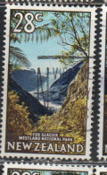 NEW ZEALAND NUOVA ZELANDA 1967 1970 1968 FOX GLACIER WESTLAND NATIONAL PARK 28c USED USATO OBLITERE' - Gebraucht