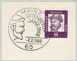 Deutsche Bundespost 1968, Sonderstempel Gutenberg-Jahr Mainz, Druck / Print - Usines & Industries